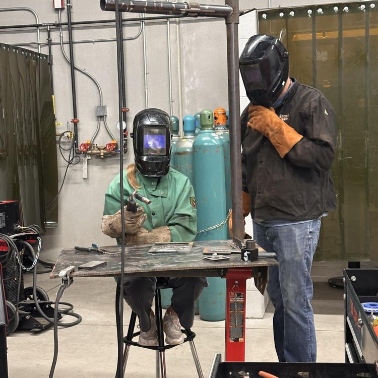 student welding