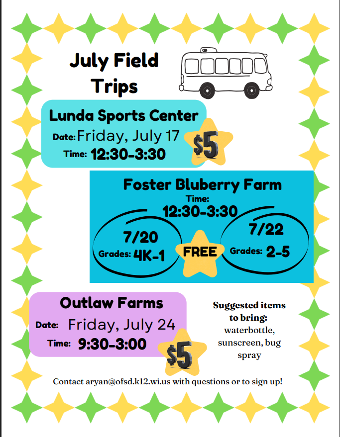 Field Trip information yellow and green stars