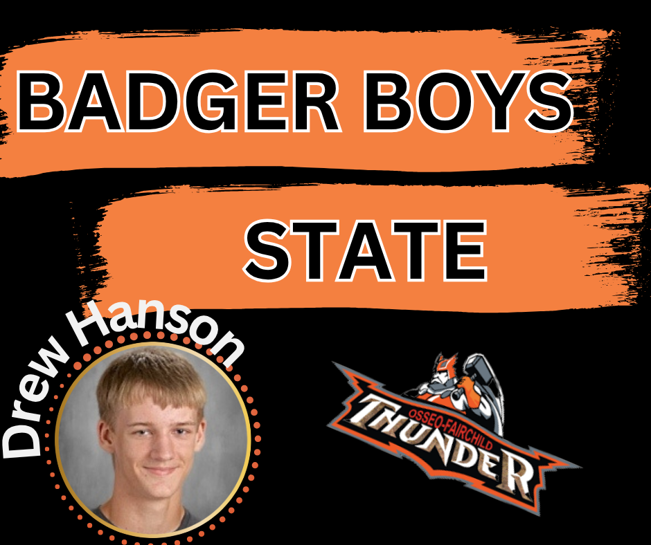 School Picture of Drew Hanson and Thunder Logo