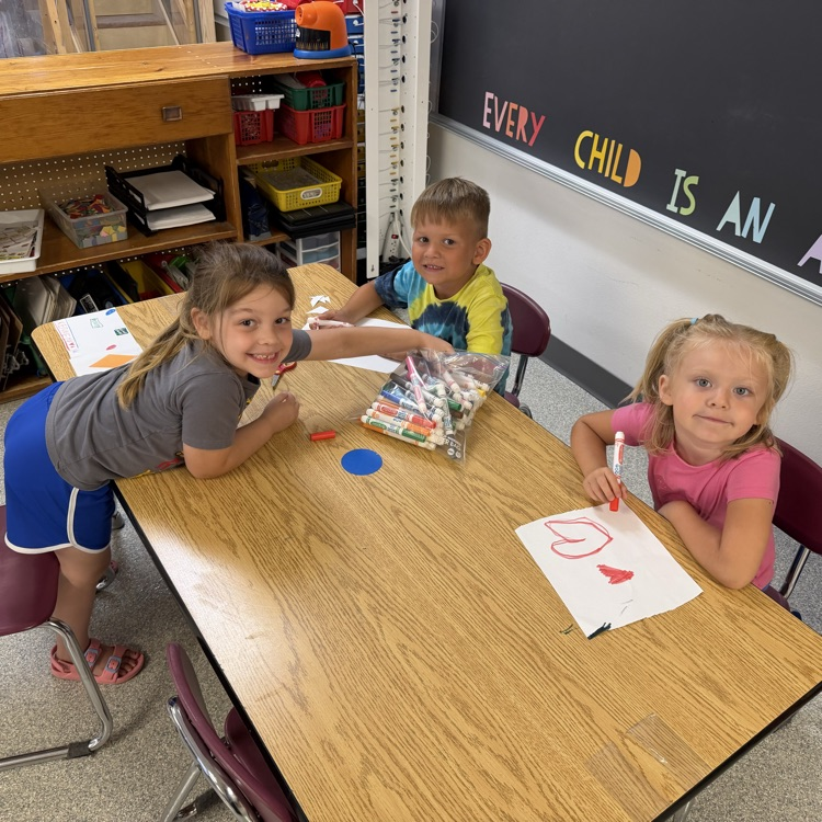 students working at a table