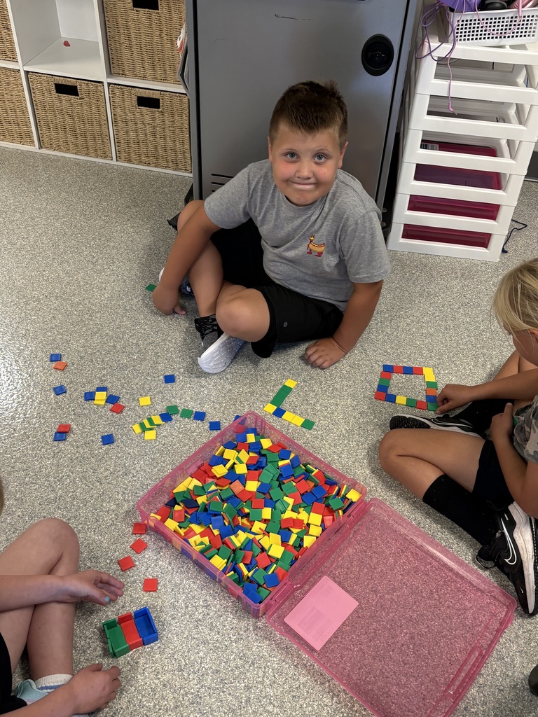 students working with tiles