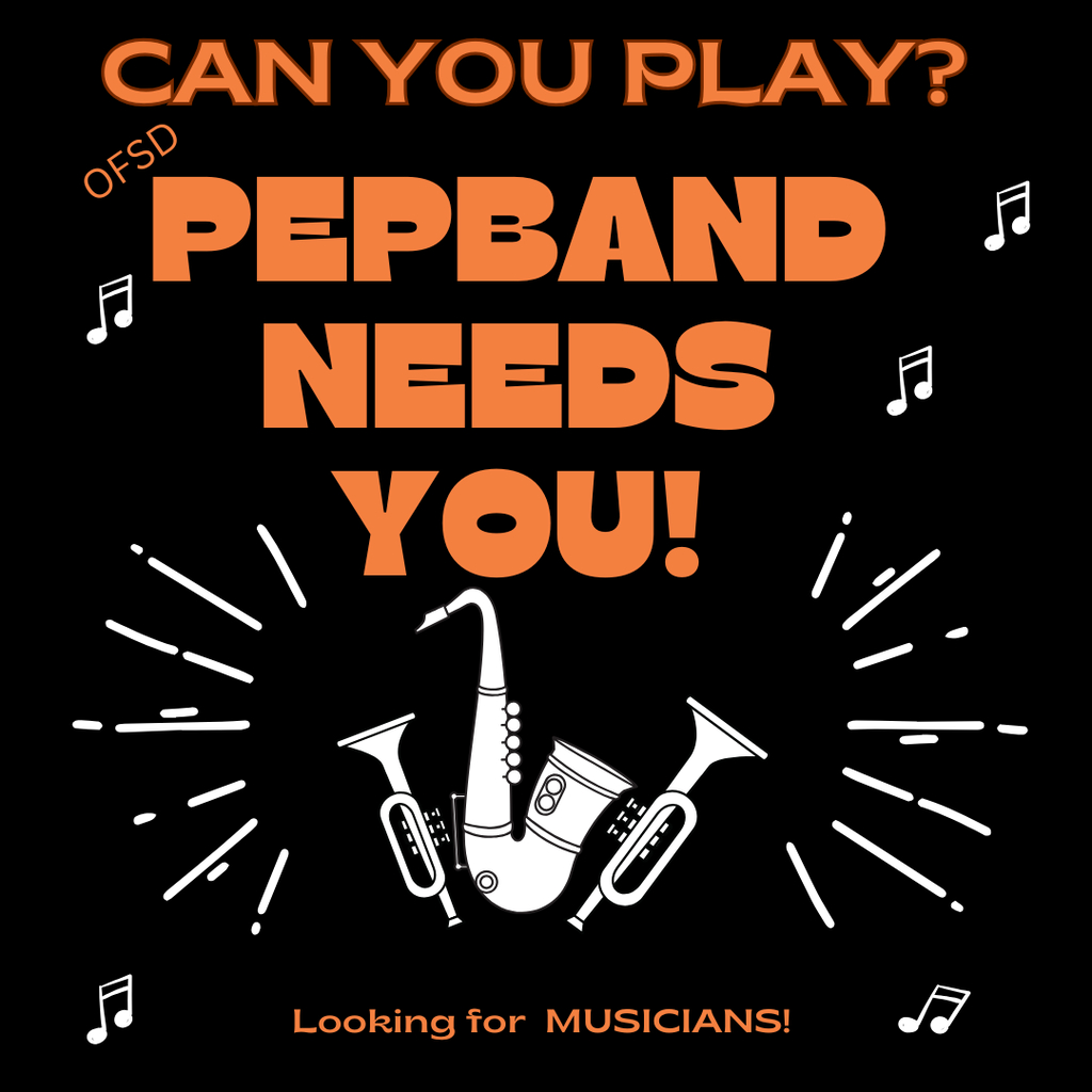 Pepband needs musicians   White band instrument graphics on black background