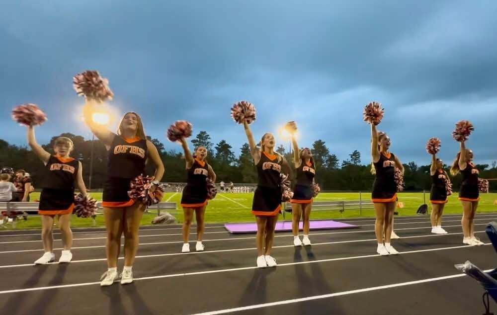 OFSD Dance Team cheering at football game