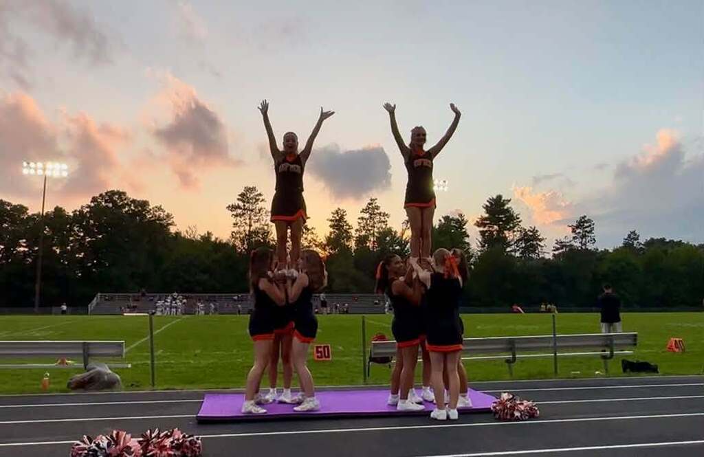OFSD Dance Team stunting at game