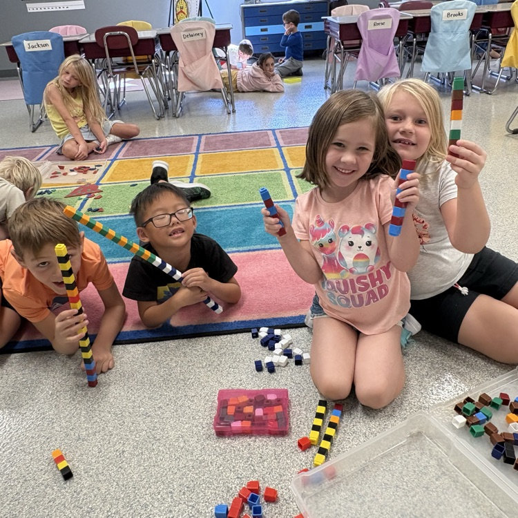 students with pattern blocks