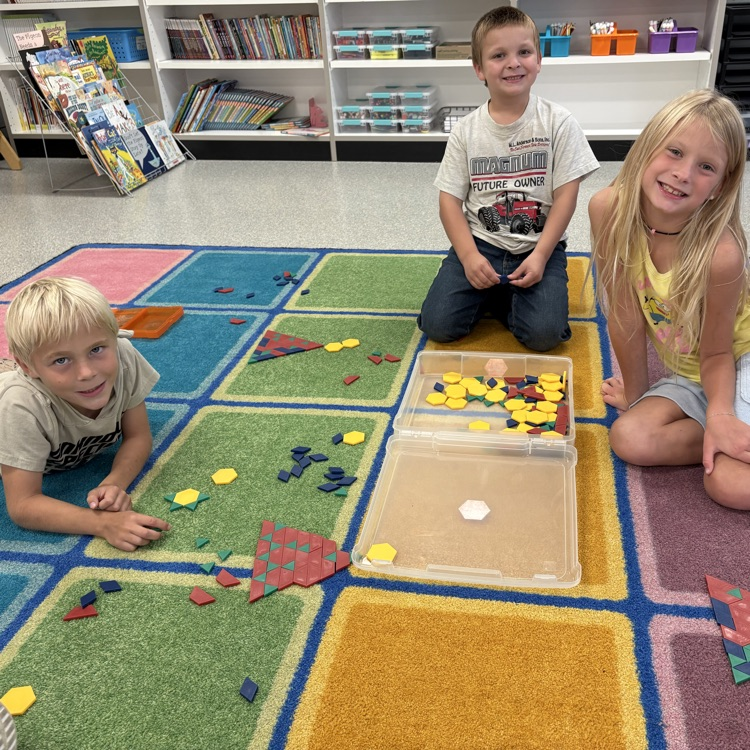 students with pattern blocks