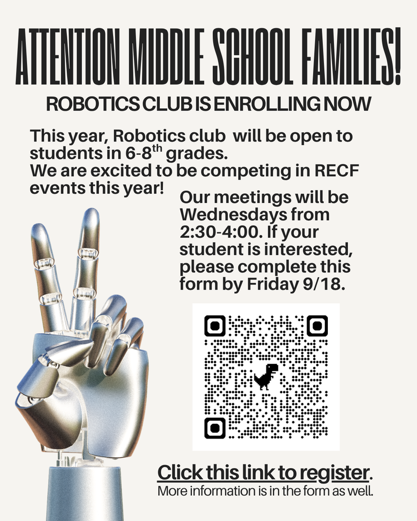 Robotics Club now enrolling   QR Code 