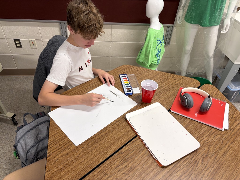 High School Students Painting with watercolors