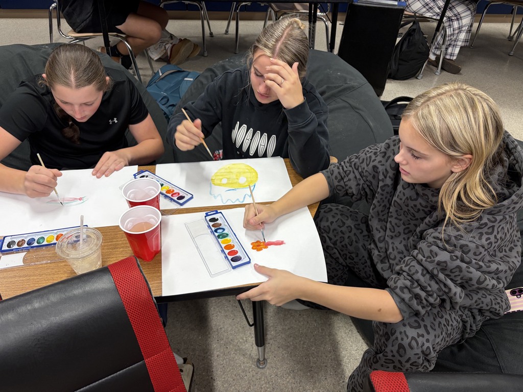 High School Students Painting with watercolors