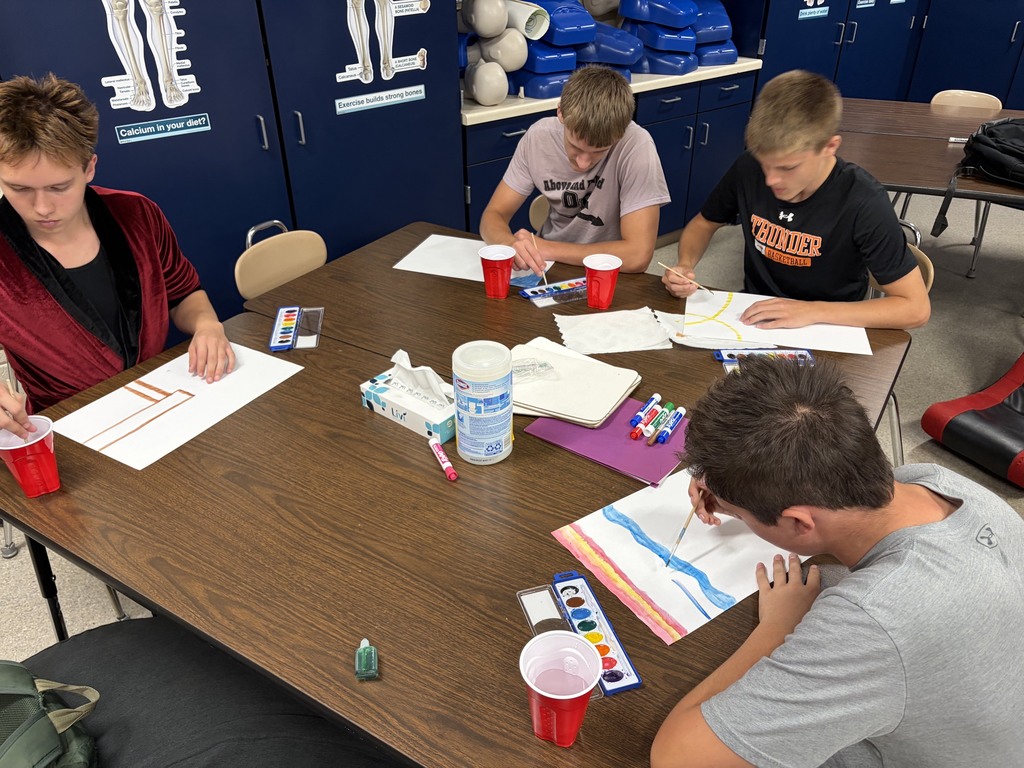 High School Students Painting with watercolors