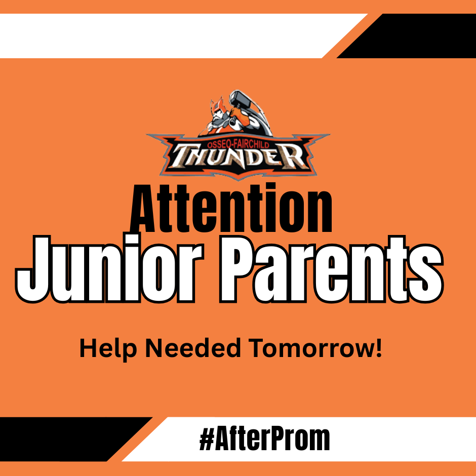 Thunder LOGO Junior Parents Help Needed Tomorrow