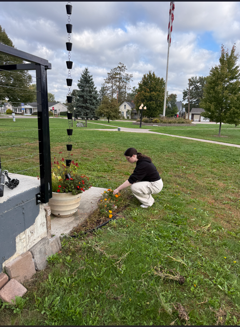 Students working in Community Park