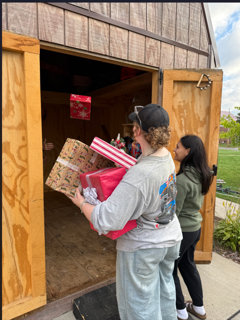Students working in Community Park
