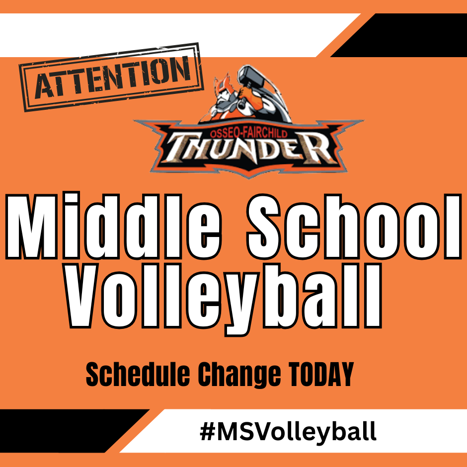Middle School Volleyball Schedule Change   Thunder LOGO
