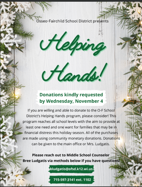 Helping Hands Donations by Wed Nov 4