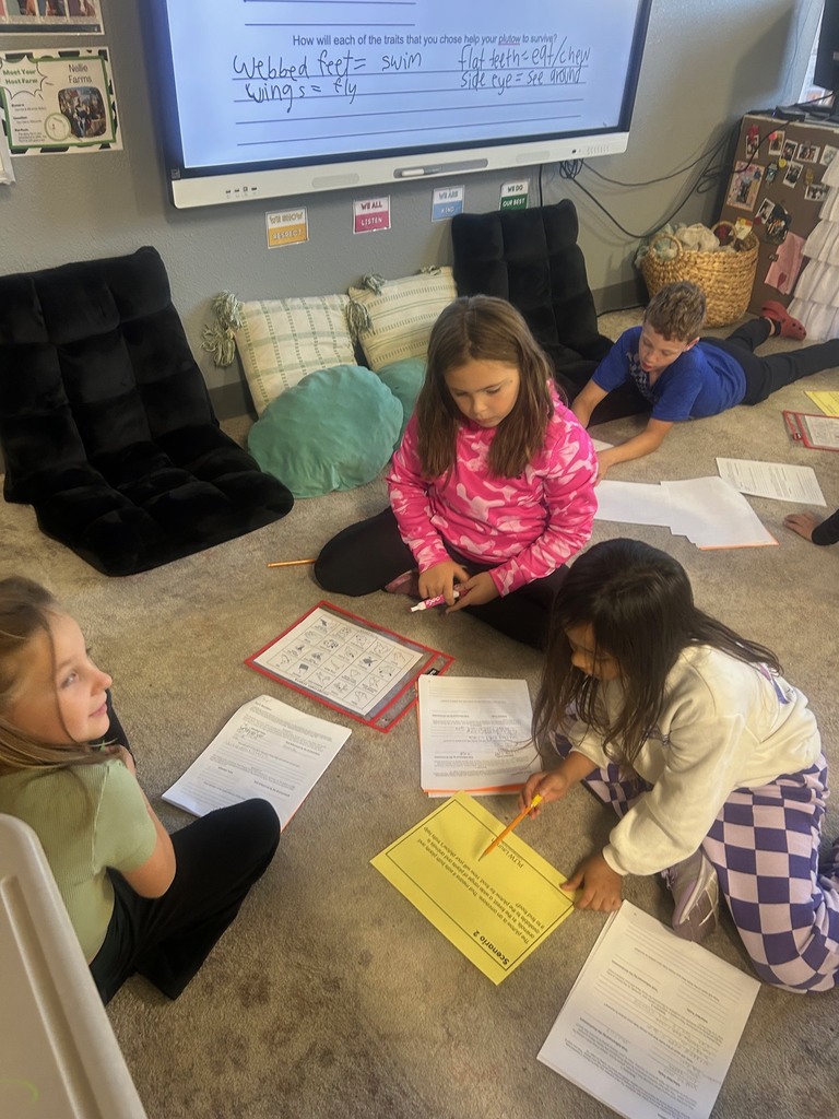 Image description for accessibility:  students sitting on floor working on paper