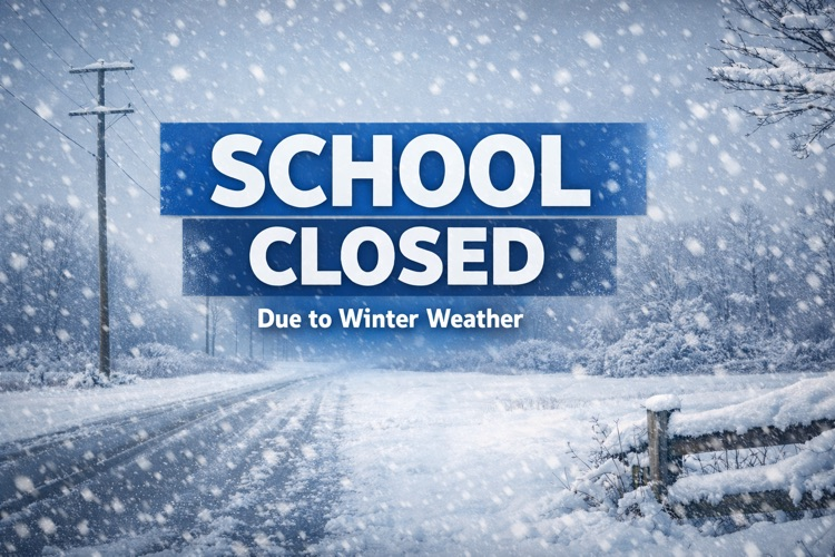 winter scene. school closed due to winter weather