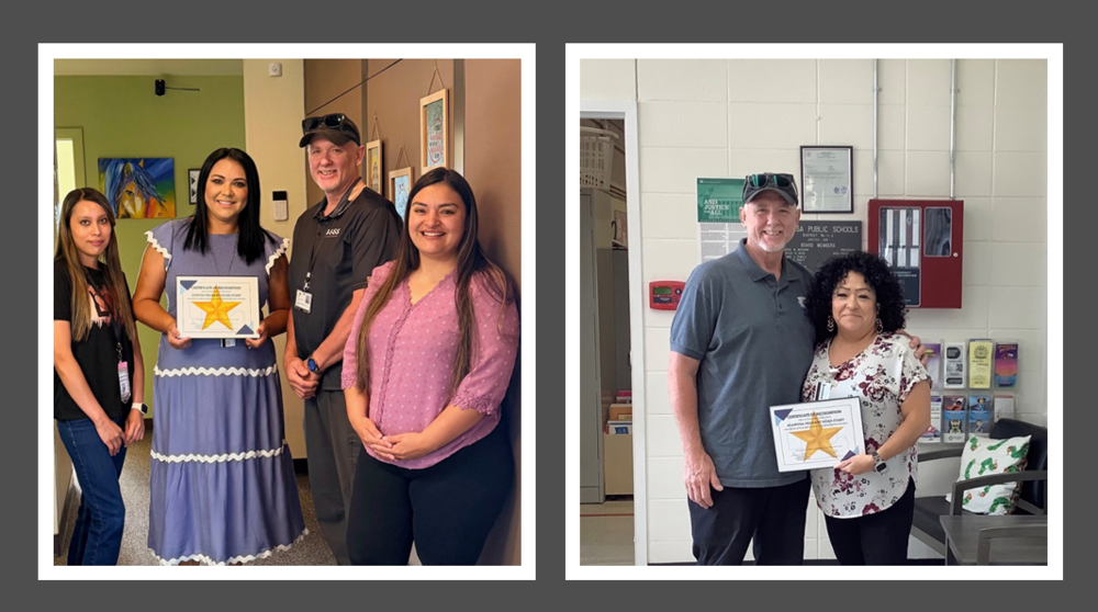 Center and Alamosa staff holding up their certificates