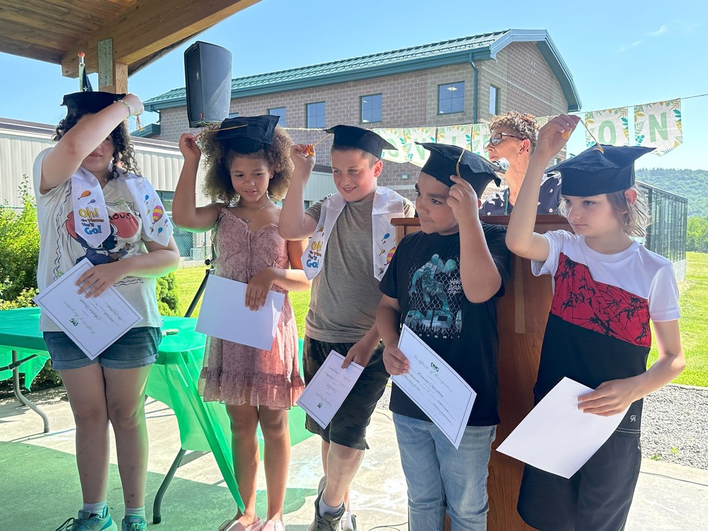 5 students moving their tassels from one side to the other