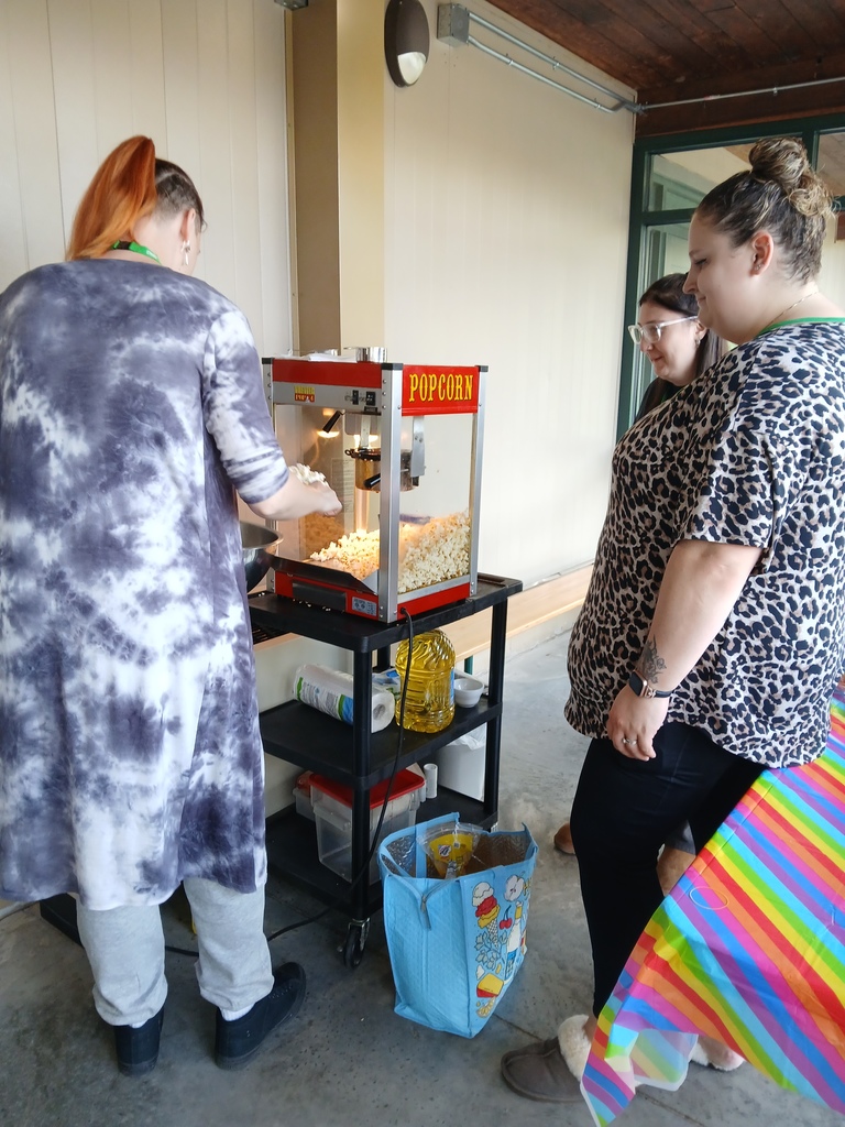 Staff making popcorn