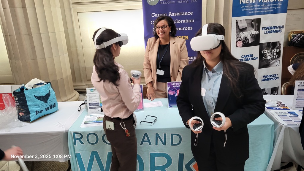 Students with VR headsets on 