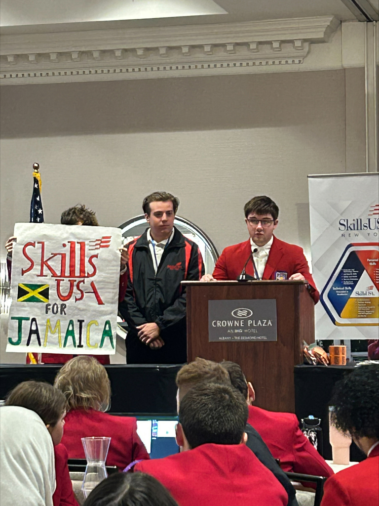 Student speaking at a podium