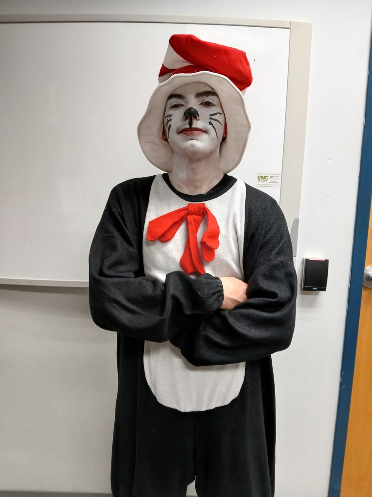 Cole, high school student, dressed as The Cat in the Hat