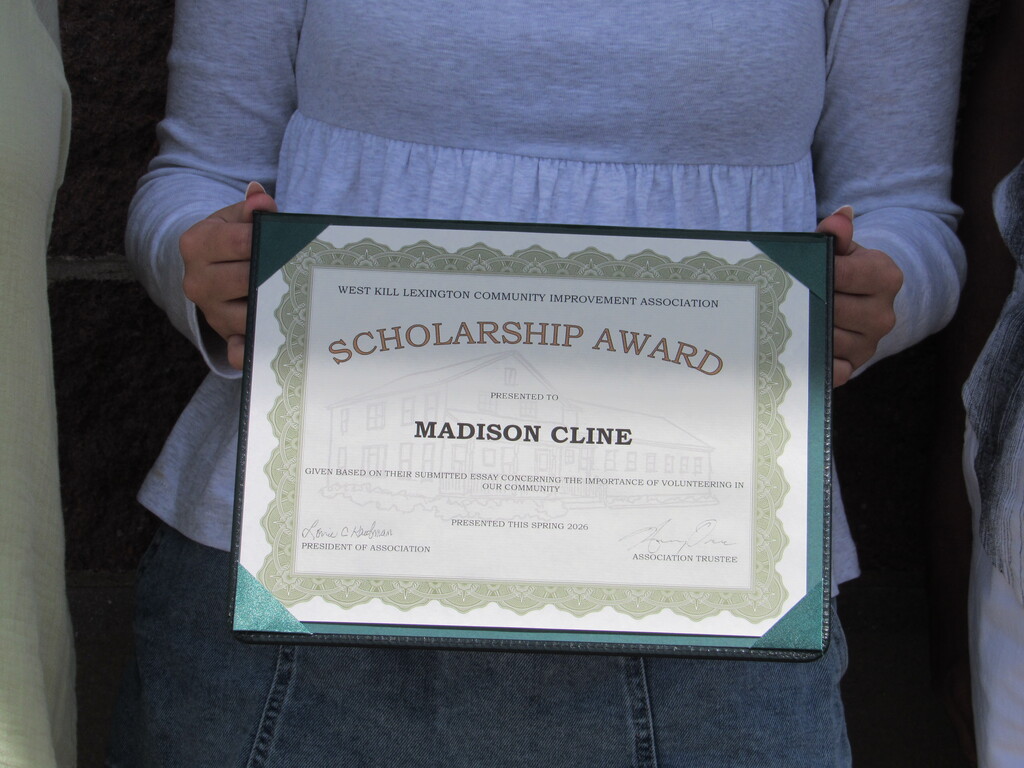 Students certificate with their name on it