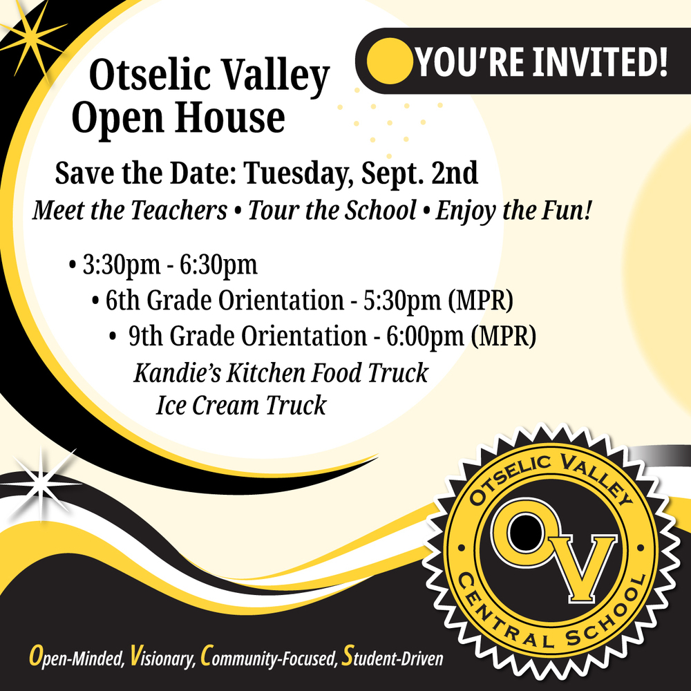 Open House Tuesday, September 2nd graphic