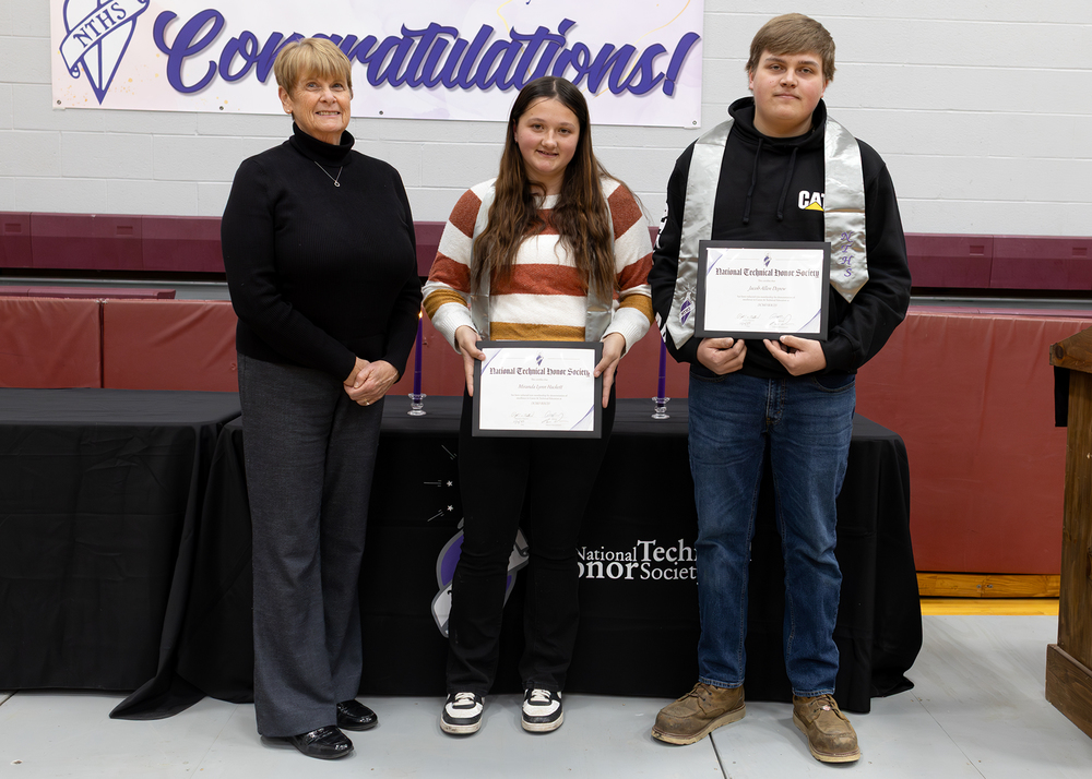 Otselic Valley NTHS Members with interim principal Debra Kurtz