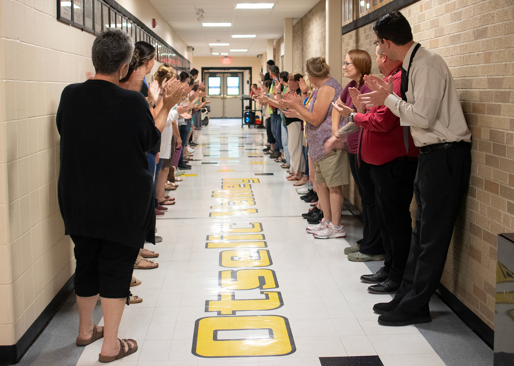 Students leaving on the last day