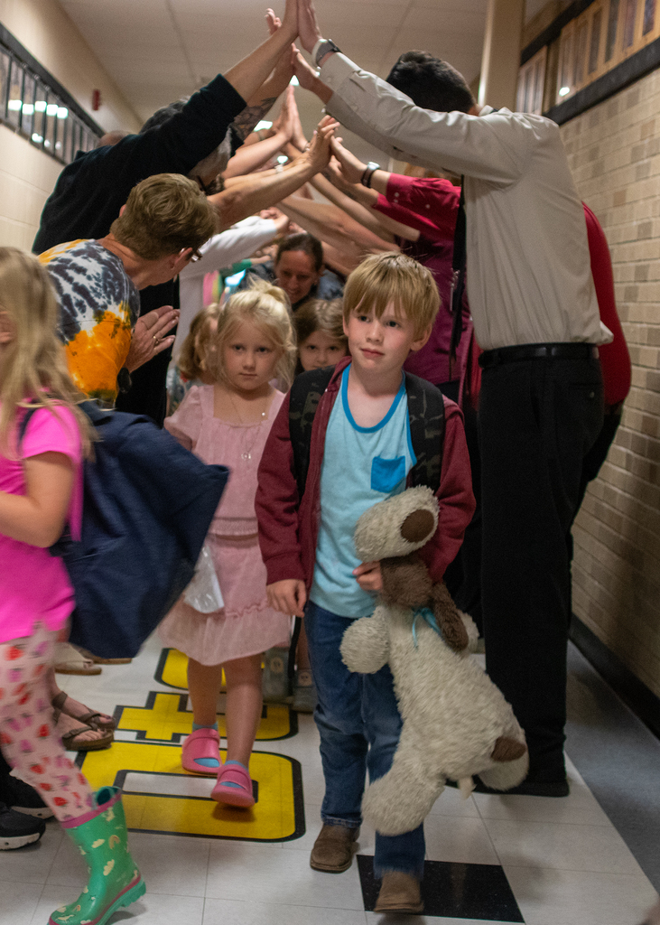 Students leaving on the last day
