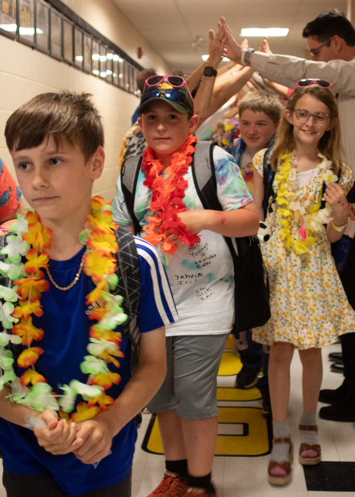 Students leaving on the last day