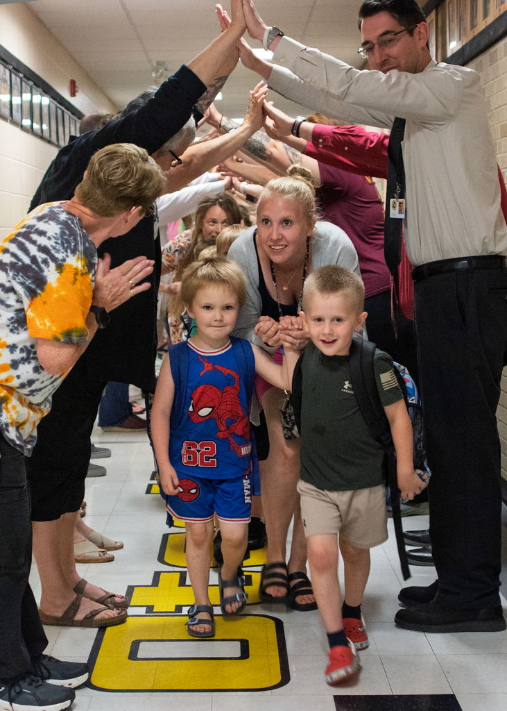 Students leaving on the last day