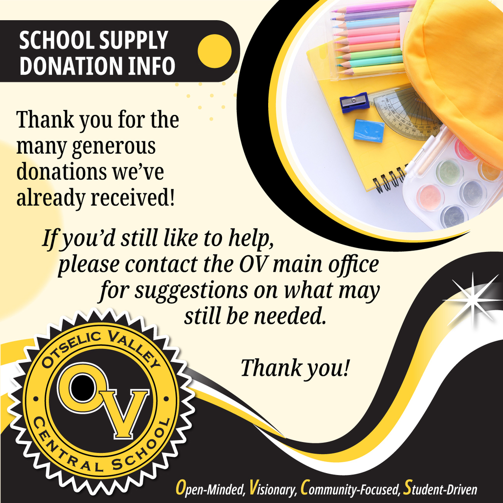 School Supply donations please call the Main Office