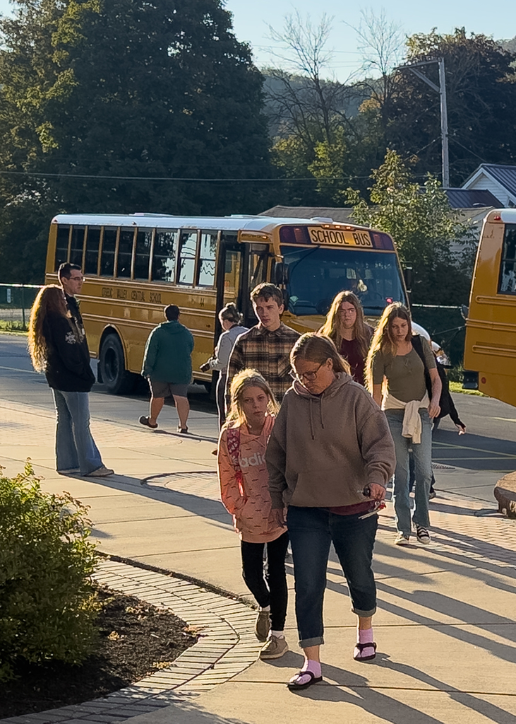 Students getting off the bus