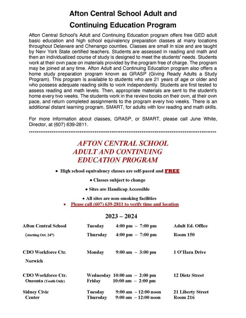 Afton Continuing Education Program