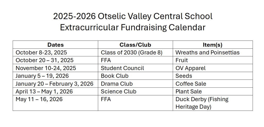 Fundraising calendar