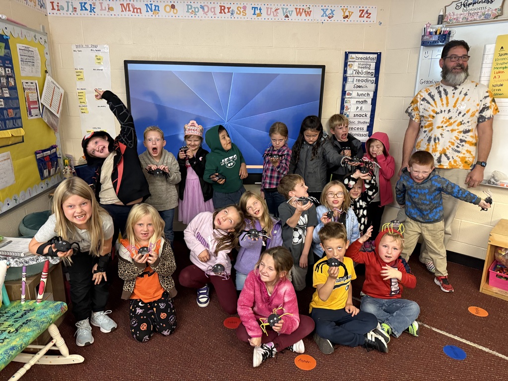 First graders building spiders during OT time and having a blast!