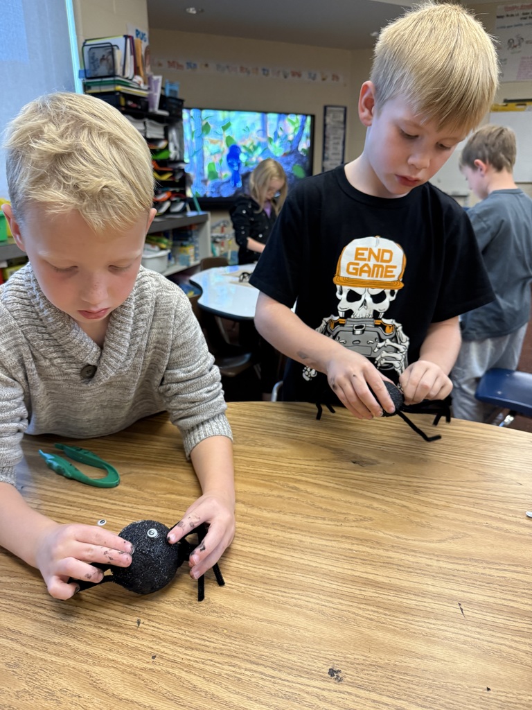 First graders building spiders during OT time and having a blast!