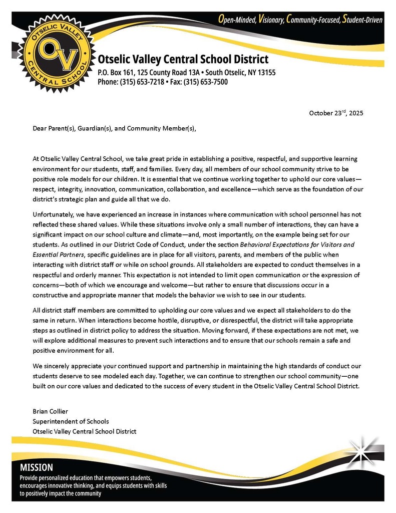 Superintendent letter