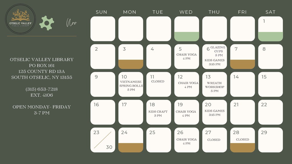 OV Library November Calendar