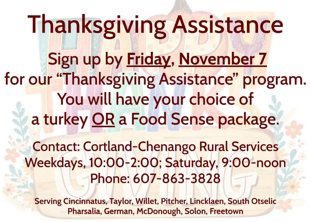 Thanksgiving assistance for the community