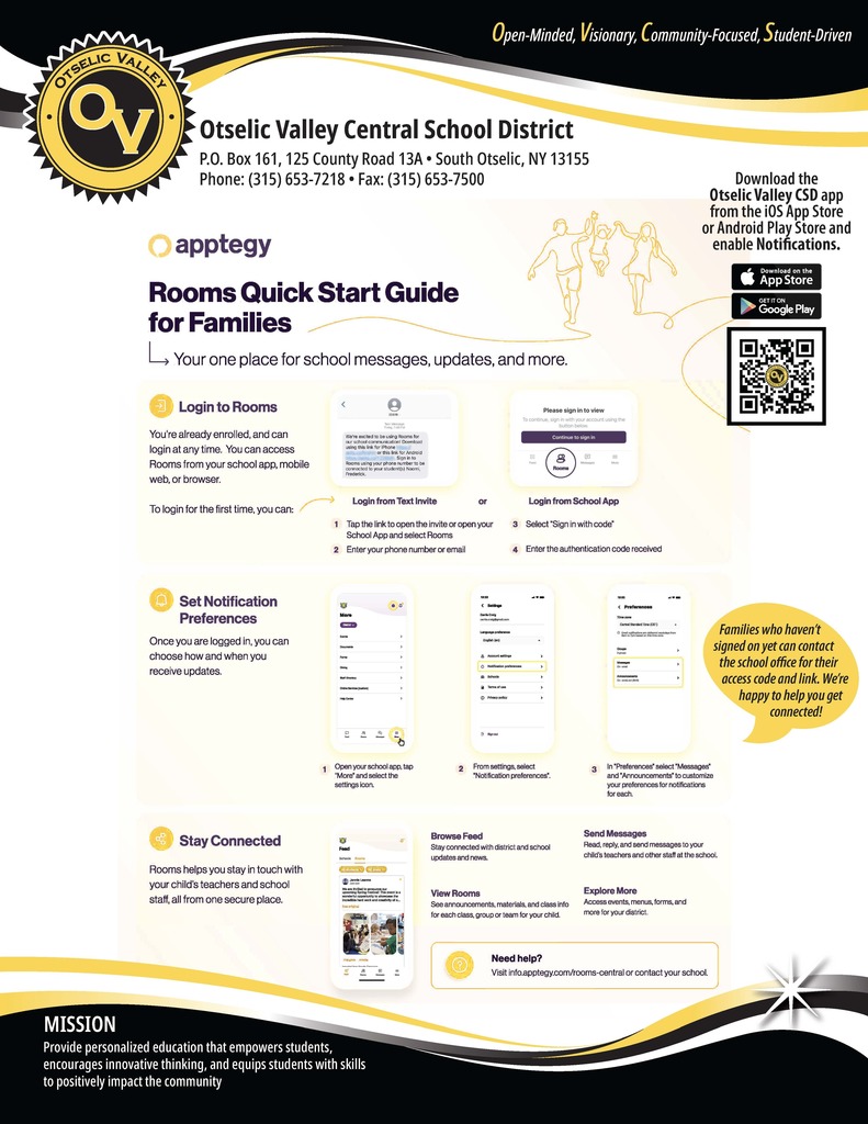 Get the OV App and use Rooms to stay connected