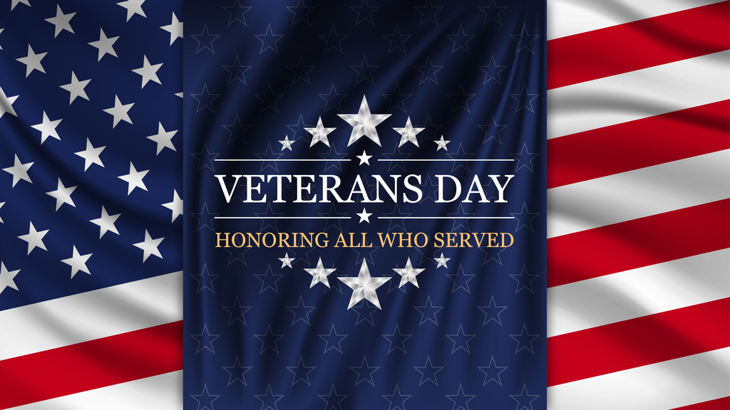 Flag graphic honoring all Veterans on Veterans Day