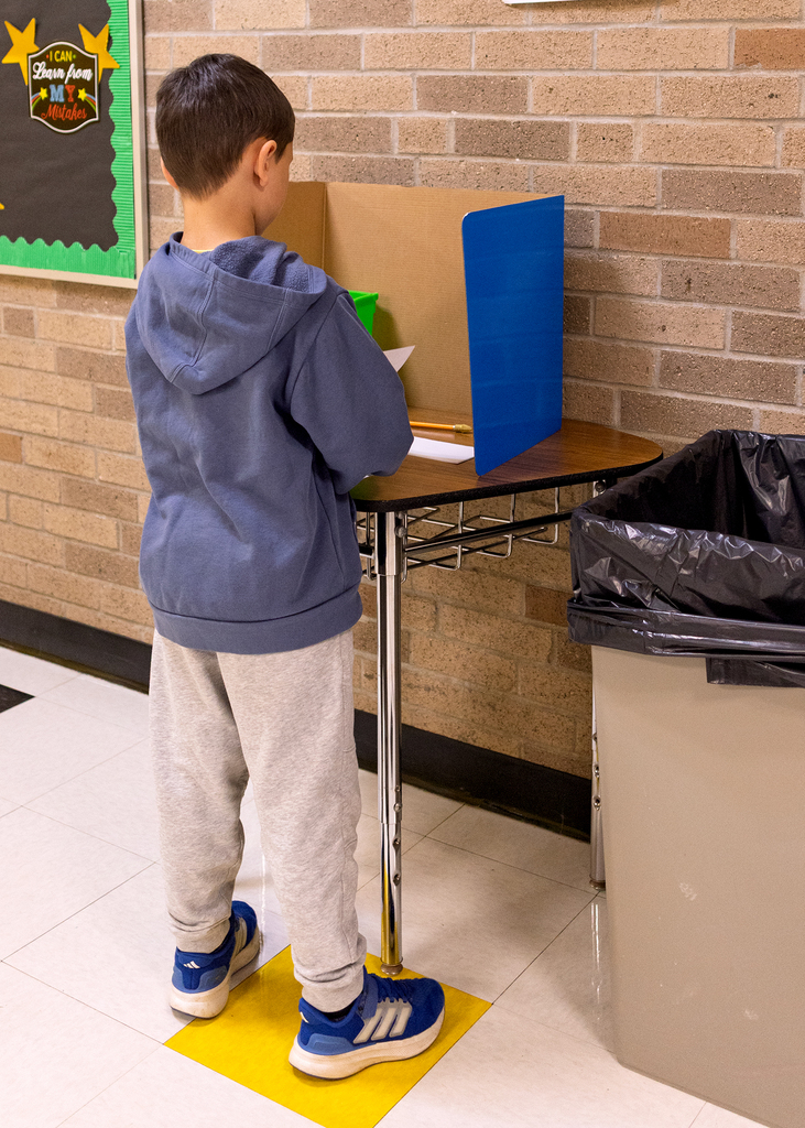 Student casting his vote