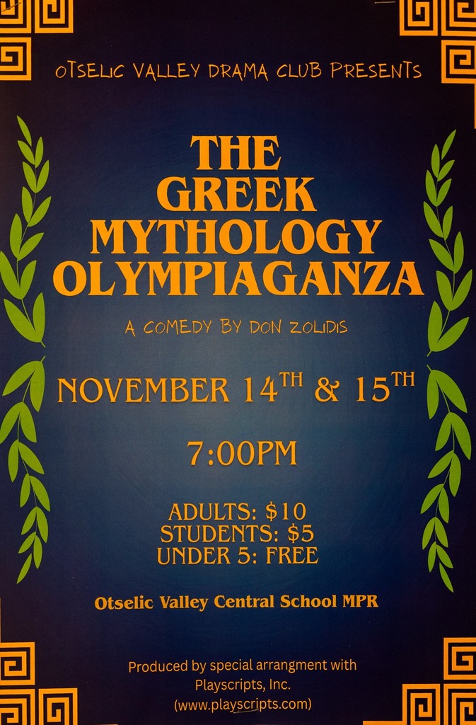 Poster for Fall Play of The Greek Mythology Olympiaganza