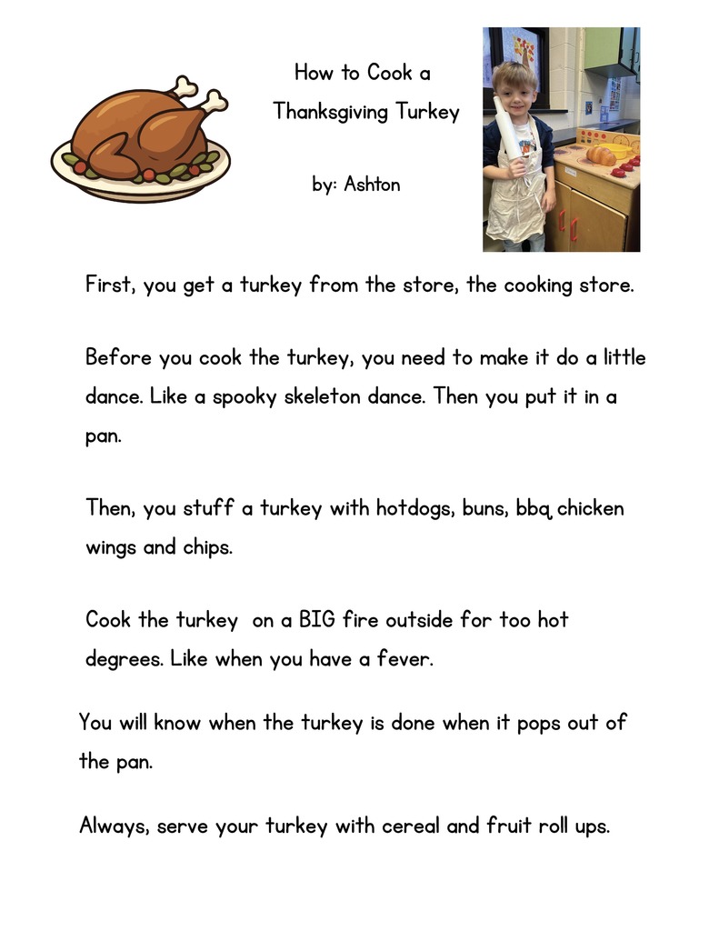 PreK How to Cook a Turkey Instructions