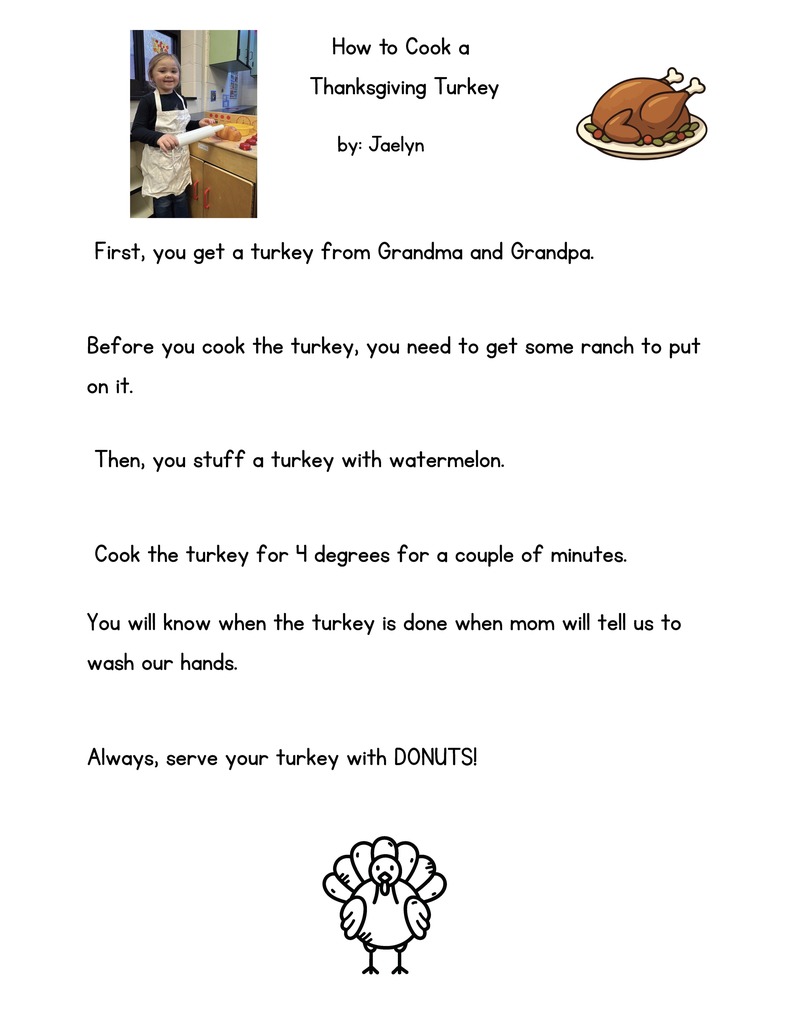 PreK How to Cook a Turkey Instructions