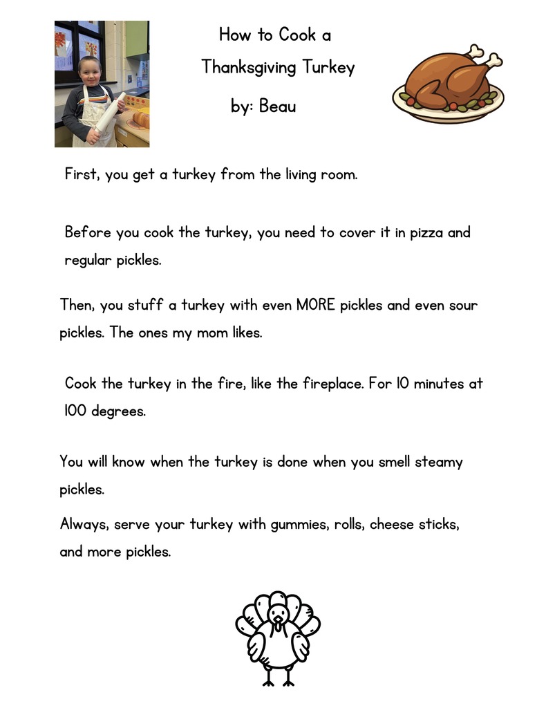 PreK How to Cook a Turkey Instructions